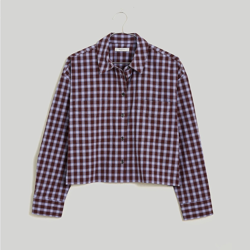 Madewell Brown and White Plaid Button Down Shirt